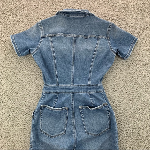 Good American Women's Utility Jumpsuit Denim 6 Pockets Straight Legs -  Size: 1 - Picture 8 of 16